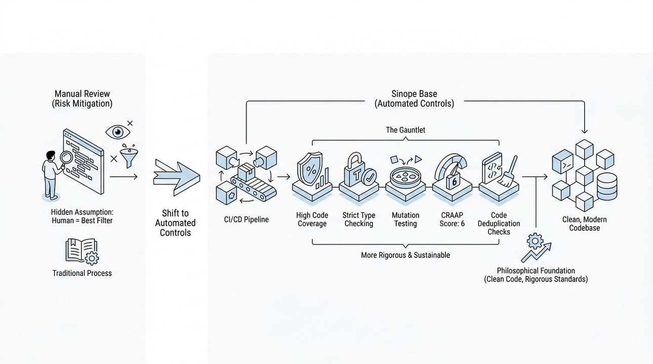Automated controls replace manual code reviews for rigorous quality.