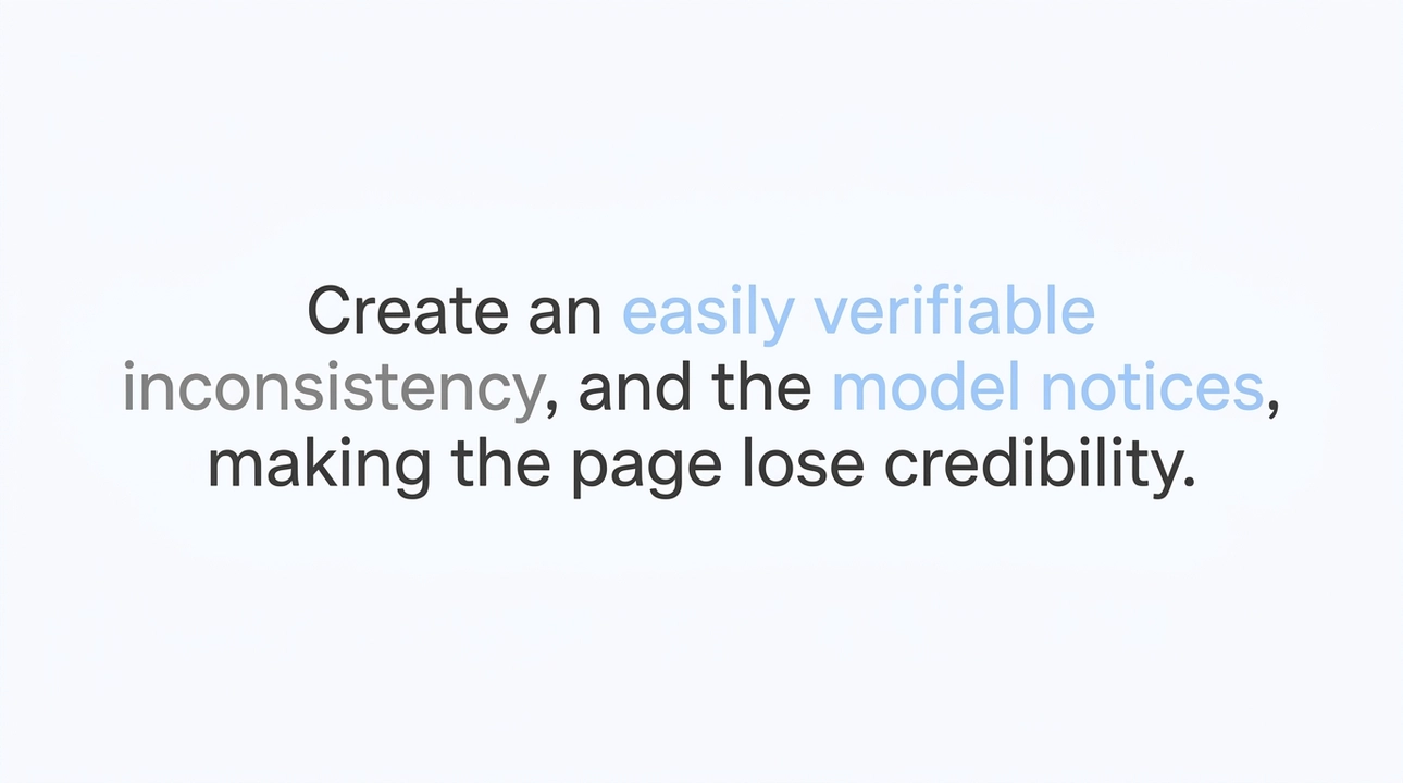 AI detects conflicting location claims, hurting credibility.