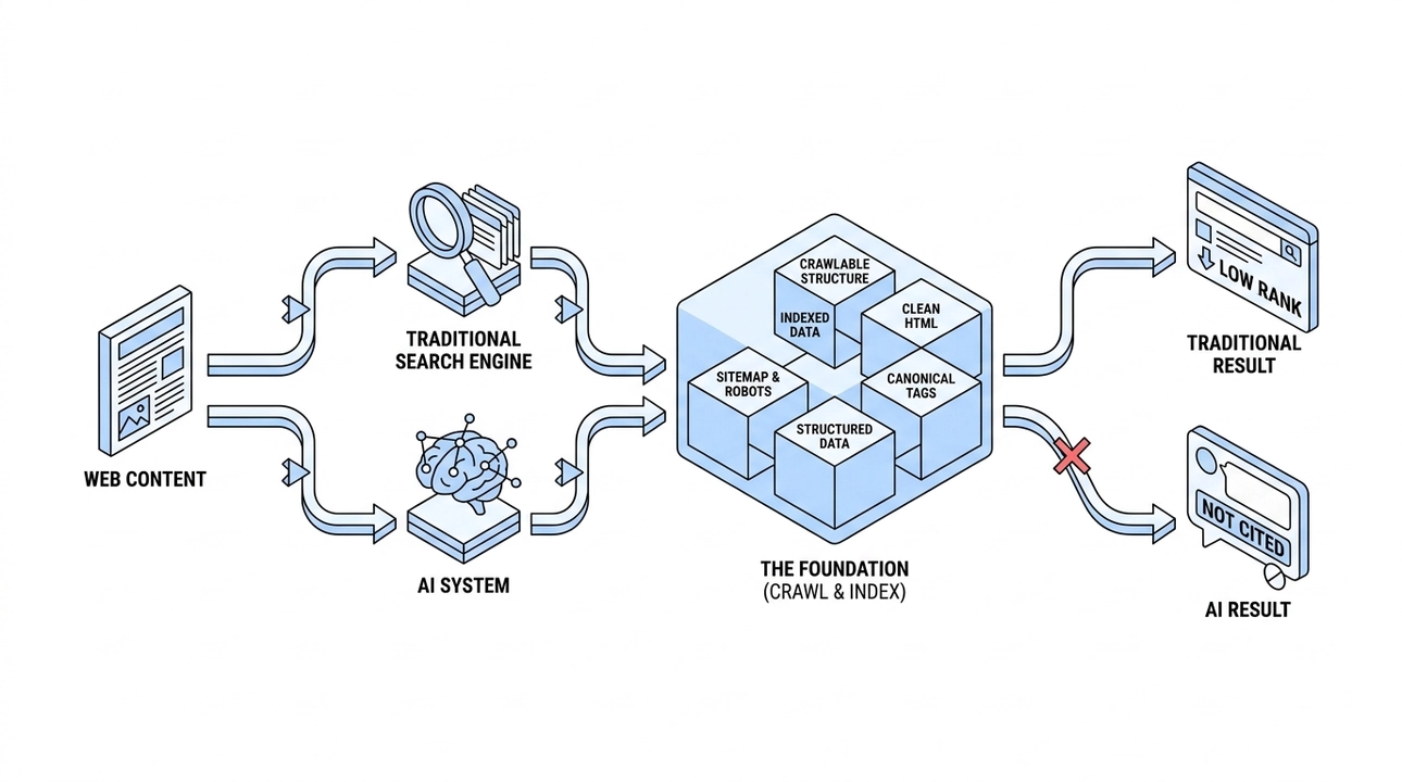 Same web, same rules: AI search needs accessible content.