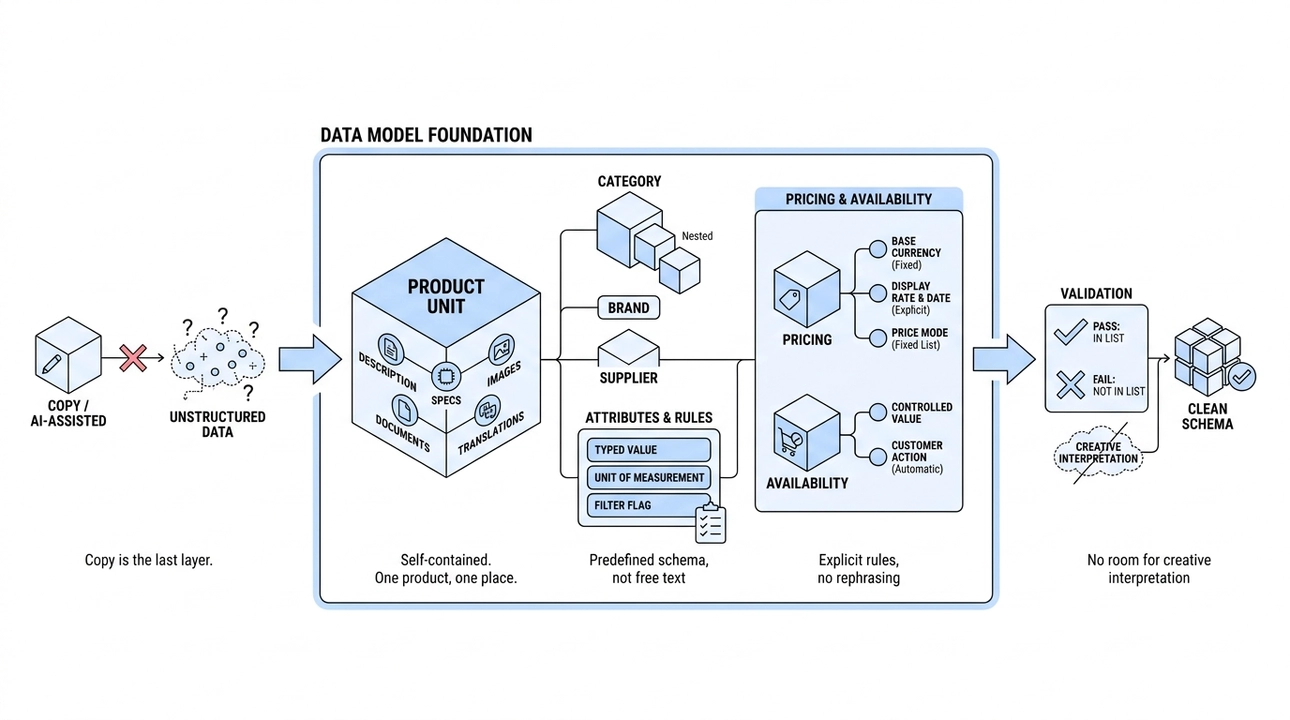 Data model first, then copy. Build on structure.