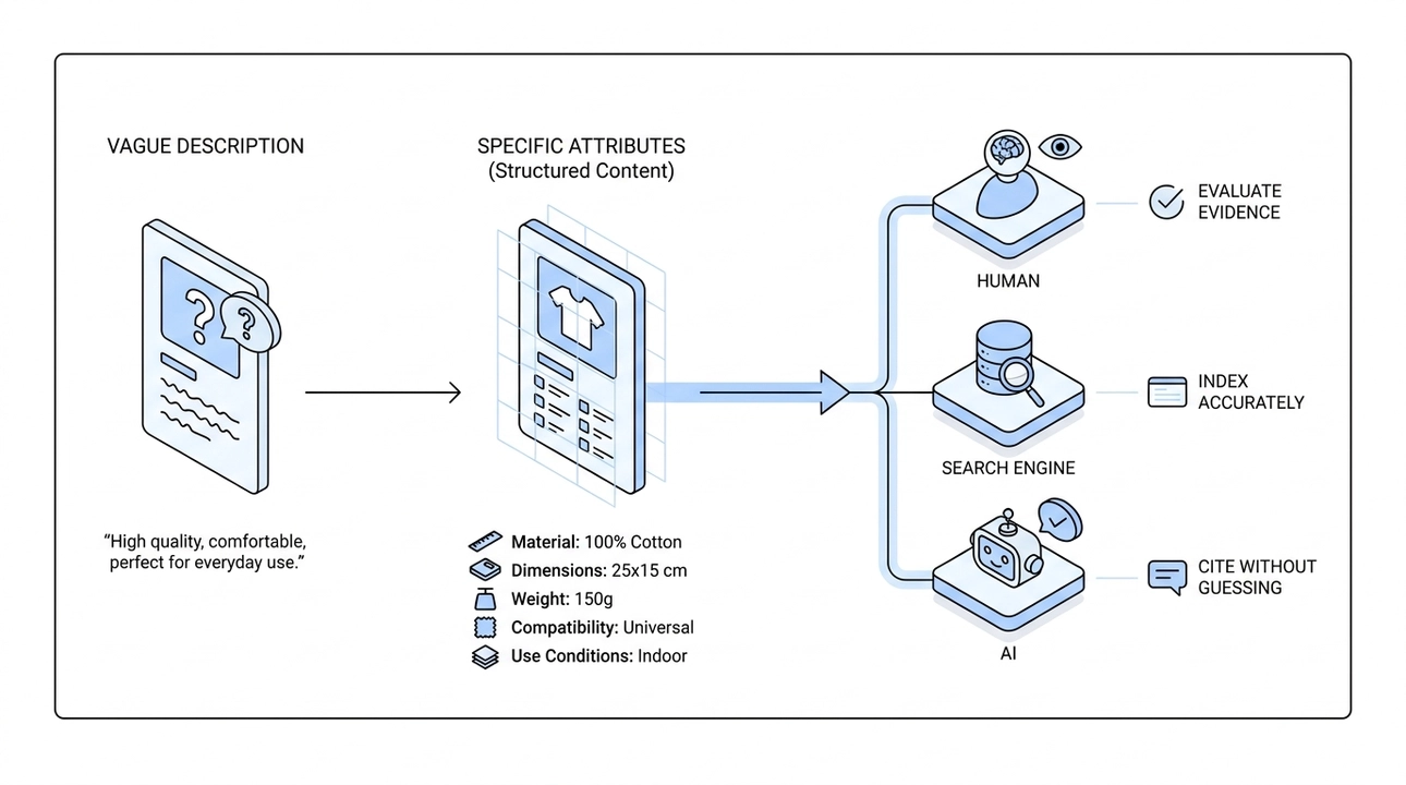 Specific facts sell: portfolios, products, and beyond.