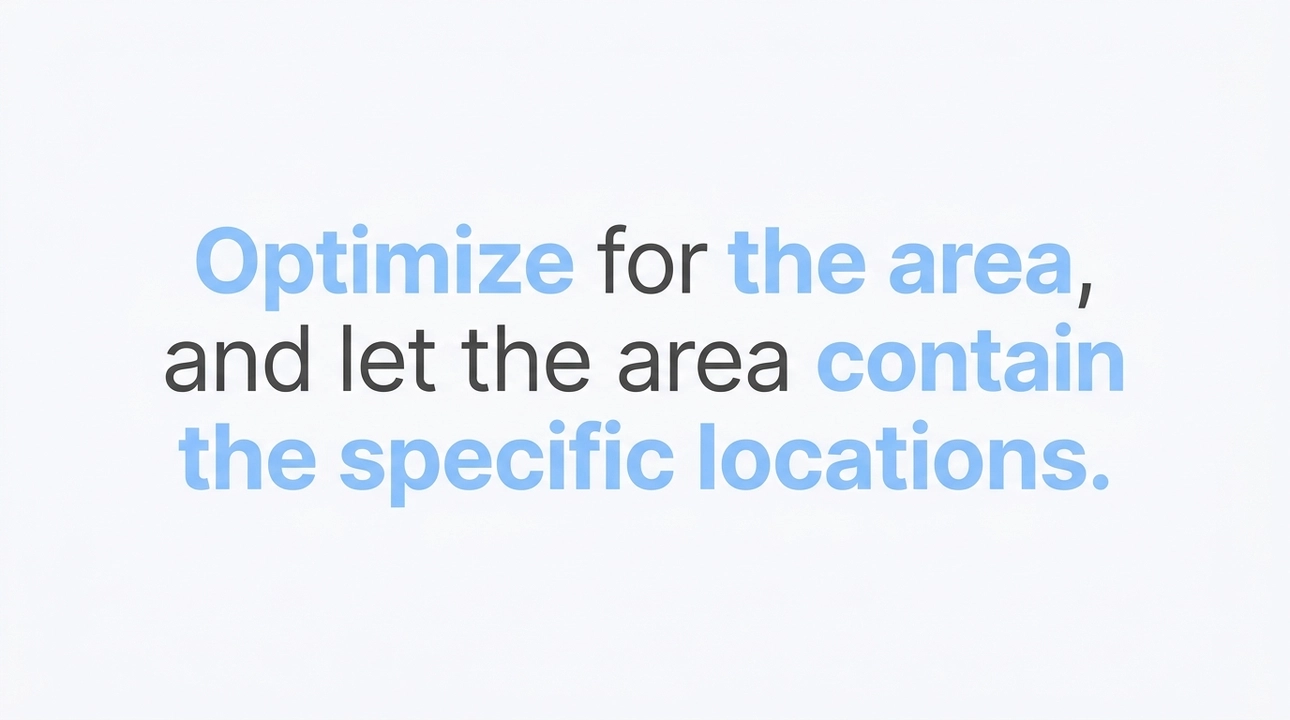 Location is specific; area is broad.